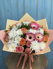 Букет цветов из:  Розы, Герберы и Хризантемы #REPLACE_PRED# Кизнер