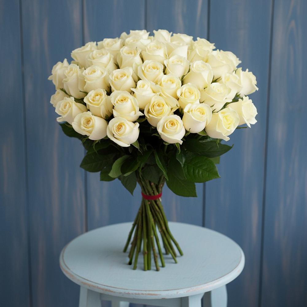 Букет 51 Белая роза Эдлесс Лав в Кизнер