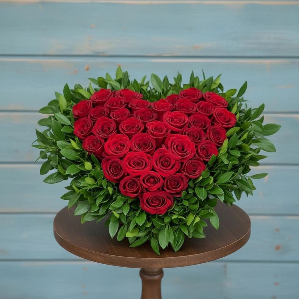 Цветочная композиция из Розы в виде сердца в Кизнер