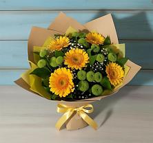 Букет цветов из:  Герберы и Хризантемы в Кизнер